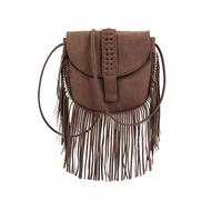 CORIOS Damen Vintage Fransen Satteltasche Umhängetasche mit Quasten PU Leder Schultertasche Boho Western Stil Handtasche Retro Tragetasche für Alltag Einkauf Reisen Festival Kaffee