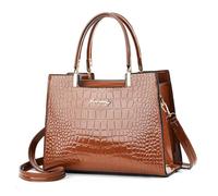 CORIOS Damen Vintage Handtasche Krokodil-Muster Schultertaschen PU Leder Umhängetaschen Mehrfach Tasche Tragetasche Elegant Messenger-Tasche Arbeit Schule Shopper Reise Tote Beutel Erdgelb