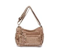 CORIOS Damen Vintage Umhängetasche Jeans Schultertasche Retro Handtasche Mehrfach Tasche Henkeltaschen Tote Beutel mit Verstellbarer Trageriemen Shopper Reise Arbeit Alltag Tragetasche Khaki