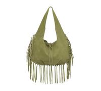 CORIOS Damen Wildleder Handtasche Boho Fransen Schultertasche Geräumige Retro Hobo Tasche mit Quasten Bohemian Unterarmtasche für Alltag Arbeit Shopper Reise Grün