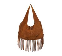 CORIOS Damen Wildleder Handtasche Boho Fransen Schultertasche Geräumige Retro Hobo Tasche mit Quasten Bohemian Unterarmtasche für Alltag Arbeit Shopper Reise Braun