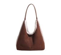 CORIOS Damen Wildleder Handtasche Lammwolle Schultertasche Kunstfell Flauschige Tote Beutel Große Plüsch Tragetasche Retro Henkeltaschen für Shopper Arbeit Reise Kaffee
