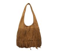 CORIOS Damen Wildleder Handtasche Vintage Fransen Hobo Taschen für Frauen Schultertasche mit Quasten Retro Tragetasche Weiches Kunstleder Henkeltaschen Elegant Arbeit Shopper Reise Tote Beutel Braun