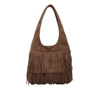 CORIOS Damen Wildleder Handtasche Vintage Fransen Hobo Taschen für Frauen Schultertasche mit Quasten Retro Tragetasche Weiches Kunstleder Henkeltaschen Elegant Arbeit Shopper Reise Tote Beutel Kaffee