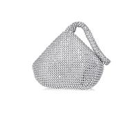 CORIOS Dreieckige Abendtasche Damen Unterarmtasche Shiny Strass Handtasche Diamant Clutch Bag Klein Tasche Schultertasche Glitzer Umhängetasche für Hochzeit Bankett-Party Abschlussball Silber