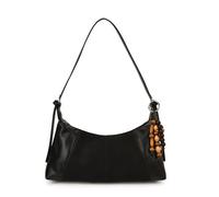 CORIOS Elegant Schultertasche Damen Umhängetasche mit Exquisitem Holzperlen-Anhänger PU Leder Handtasche Groß Henkeltasche Reisen Büro Einkaufen Arbeit Tragetasche Tote Beutel Schwarz