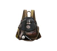 CORIOS Ethnisch Bestickter Rucksack für Damen Bohemian Canvas Wandelbarer Handtasche Umhängetasche Vintage Tagesrucksack Beiläufig Daypacks Schwarz