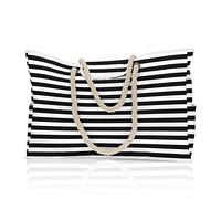 CORIOS Extra Große Strandtasche XXL Familie Shopper Schultertasche Beach Bag Handtasche Sommertaschen Damen für Strand Pool Fitnessstudio Reisen Schwarze und Weiße Streifen