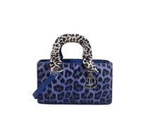 CORIOS Handtasche mit Leopardenmuster Damen PU-Leder Schultertasche Wasserdicht Umhängetaschen Mode Messenger-Tasche Henkeltasche Elegant Tote Beutel Tragetasche Henkeltaschen Blau M