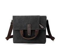 CORIOS Herren Umhängetaschen Canvas Schultertasche Casual Henkeltaschen Groß Schulterhandtasche Handtasche für Reise Schule Hochschule Arbeit Outdoor Schwarz