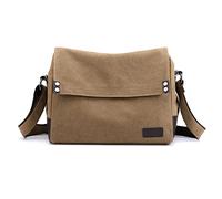 CORIOS Herren Umhängetaschen Canvas Schultertasche Laptoptasche für 13.3 Zoll Notebook Lehrertasche Groß Kuriertasche Schulterhandtasche für Schule Freizeit Reise Business Braun