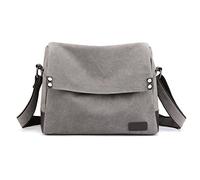 CORIOS Herren Umhängetaschen Canvas Schultertasche Laptoptasche für 13.3 Zoll Notebook Lehrertasche Groß Kuriertasche Schulterhandtasche für Schule Freizeit Reise Business Grau