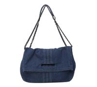 CORIOS Jeans Handtasche Damen Retro Schultertasche Große Umhängetasche Leichtgewicht Henkeltaschen Casual Tragetasche Multifunktionale Tote Beutel für Shopper Reise Arbeit Alltag Dunkelblau