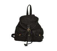 CORIOS Jeans Rucksack für Damen Kordelzug Schulrucksack Schulranzen Vintage Tagesrucksack Schultaschen Wandelbarer Handtasche Schultasche Umhängetasche Beiläufig Daypacks Schwarz
