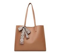 CORIOS Laptoptasche Damen Aktentasche PU Leder Handtasche Wasserdicht Schultertasche Große Shopper Tasche Arbeitstasche Elegant Henkeltaschen Tragetasche für Business Lehrertasche Büro Biskuit