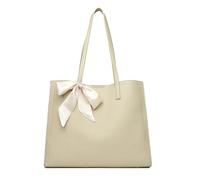 CORIOS Laptoptasche Damen Aktentasche PU Leder Handtasche Wasserdicht Schultertasche Große Shopper Tasche Arbeitstasche Elegant Henkeltaschen Tragetasche für Business Lehrertasche Büro Beige