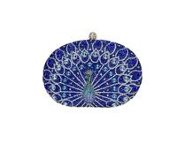 CORIOS Pfau Abendtasche für Damen Shiny Strass Clutch Tasche Diamant Clutch Tasche Kette Schultertasche Klein Tasche Elegante Luxus Abschlussball Hochzeit Bankett-Party Umhängetasche Blau