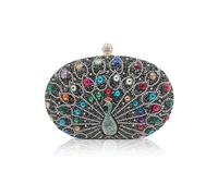 CORIOS Pfau Abendtasche für Damen Shiny Strass Clutch Tasche Diamant Clutch Tasche Kette Schultertasche Klein Tasche Elegante Luxus Abschlussball Hochzeit Bankett-Party Umhängetasche Schwarz