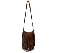 CORIOS PU Leder Schultertasche Damen Bohemian Umhängetasche Boho Style Handtasche aus Fransen mit Adjustierbarem Gurt Kaffee