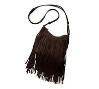 CORIOS PU Leder Schultertasche Damen Bohemian Umhängetasche Boho Style Handtasche aus Fransen mit Adjustierbarem Gurt Braun