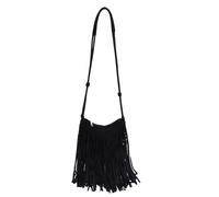 CORIOS PU Leder Schultertasche Damen Bohemian Umhängetasche Boho Style Handtasche aus Fransen mit Adjustierbarem Gurt Schwarz
