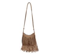 CORIOS PU Leder Schultertasche Damen Bohemian Umhängetasche Boho Style Handtasche aus Fransen mit Adjustierbarem Gurt Khaki