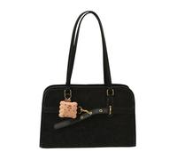 CORIOS PU Leder Schultertasche Damen Große Kapazität Aktentasche Tote Handtasche mit Süßem Keksanhänger Multifunktionales Rucksack Reisen Einkaufen Arbeiten Business Schultasche Schulranzen Schwarz