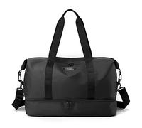 CORIOS Reisetaschen Duffle Bag Nylon Sporttasche für Damen/Herren Faltbare Weekender Übernachtung Tasche Kabinenreisetasche Groß Handtasche für Sport Fitnessstudio Reisen Schwarz