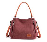 CORIOS Retro Damen Handtasche Canvas Schultertasche Henkeltasche Tragetasche Casual Umhängetasche Multifunktionale Tote Beutel Henkeltaschen für Arbeit Schule Shopper Reise Alltag Lila Kaffee
