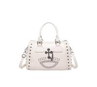 CORIOS Retro Handtasche Damen Punk Schultertaschen mit Nieten Kreuz-Details Boston Tasche PU Leder Umhängetaschen Groß Tote Beutel Tragetasche Frauen Messenger-Tasche Elegant Henkeltaschen Weiß