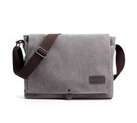 CORIOS Retro Herren Schultertasche Canvas Henkeltaschen Umhängetaschen Casual Bürotaschen Groß Kuriertasche Handtasche für Reise Schule Hochschule Arbeit Outdoor Grau