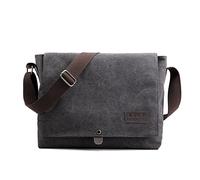 CORIOS Retro Herren Schultertasche Canvas Henkeltaschen Umhängetaschen Casual Bürotaschen Groß Kuriertasche Handtasche für Reise Schule Hochschule Arbeit Outdoor Schwarz