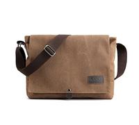 CORIOS Retro Herren Schultertasche Canvas Henkeltaschen Umhängetaschen Casual Bürotaschen Groß Kuriertasche Handtasche für Reise Schule Hochschule Arbeit Outdoor Braun