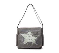 CORIOS Retro Stern Schultertasche Herren Umhängetaschen Canvas Henkeltaschen Casual Bürotaschen Groß Kuriertasche Handtasche für Reise Hochschule Arbeit Outdoor Grau