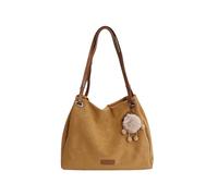 CORIOS Schultertasche mit Liebenswertem Pom Anhänger Damen PU Leder Tote Handtasche Großkapazität Umhängetasche Elegant Henkeltasche Büro Arbeit Geschäft Reise Tote Beutel Gelb