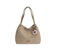 CORIOS Schultertasche mit Liebenswertem Pom Anhänger Damen PU Leder Tote Handtasche Großkapazität Umhängetasche Elegant Henkeltasche Büro Arbeit Geschäft Reise Tote Beutel Aprikose Grau