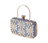CORIOS Strass Blume Clutch Damen Diamant Abendtasche Glitter Kristall Handtasche Elegant Schultertasche Klein Tasche Glänzend Umhängetasche für Geburtstag Cocktailparty Tanzparty Abendparty Blau