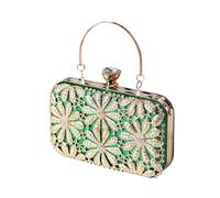 CORIOS Strass Blume Clutch Damen Diamant Abendtasche Glitter Kristall Handtasche Elegant Schultertasche Klein Tasche Glänzend Umhängetasche für Geburtstag Cocktailparty Tanzparty Abendparty Grün