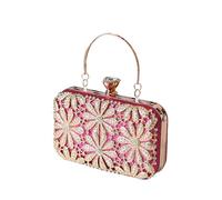 CORIOS Strass Blume Clutch Damen Diamant Abendtasche Glitter Kristall Handtasche Elegant Schultertasche Klein Tasche Glänzend Umhängetasche für Geburtstag Cocktailparty Tanzparty Abendparty Rosa