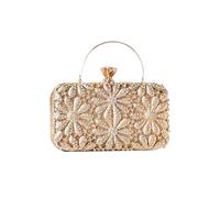 CORIOS Strass Blume Clutch Damen Diamant Abendtasche Glitter Kristall Handtasche Elegant Schultertasche Klein Tasche Glänzend Umhängetasche für Geburtstag Cocktailparty Tanzparty Abendparty Gold