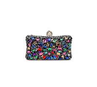 CORIOS Strass Clutch für Damen Shiny Abendtasche Diamant Clutch Tasche Kette Schultertasche Elegante Umhängetasche Klein Tasche für Hochzeit Bankett-Party Abschlussball Schwarz-Mehrfarbig