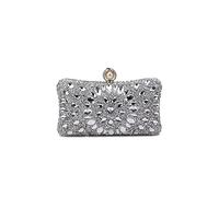 CORIOS Strass Clutch für Damen Shiny Abendtasche Diamant Clutch Tasche Kette Schultertasche Elegante Umhängetasche Klein Tasche für Hochzeit Bankett-Party Abschlussball Silber