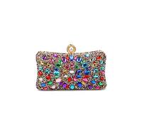 CORIOS Strass Clutch für Damen Shiny Abendtasche Diamant Clutch Tasche Kette Schultertasche Elegante Umhängetasche Klein Tasche für Hochzeit Bankett-Party Abschlussball Gold-Mehrfarbig