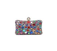 CORIOS Strass Clutch für Damen Shiny Abendtasche Diamant Clutch Tasche Kette Schultertasche Elegante Umhängetasche Klein Tasche für Hochzeit Bankett-Party Abschlussball Silber-Mehrfarbig