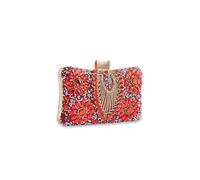 CORIOS Strass Clutch für Damen Shiny Abendtasche Diamant Clutch Tasche Kette Schultertasche Klein Tasche Elegante Umhängetasche für Abschlussball Hochzeit Bankett-Party Rot