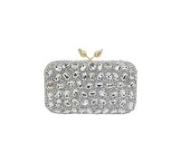 CORIOS Strass Clutch für Damen Shiny Abendtasche Diamant Clutch Tasche Klein Tasche Kette Schultertasche Elegante Umhängetasche für Bankett-Party Abschlussball Hochzeit Silber