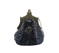 CORIOS Vintage 1920s Abendtasche Damen Floral Clutch Tasche Handgemachte Perle Handtasche Elegante Schultertasche Kette Umhängetasche Klein Tasche für Hochzeit Abschlussball Bankett-Party Dunkelgrau