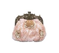 CORIOS Vintage 1920s Abendtasche Damen Floral Clutch Tasche Handgemachte Perle Handtasche Klein Tasche Elegante Schultertasche Kette Umhängetasche für Hochzeit Bankett-Party Abschlussball Champagner