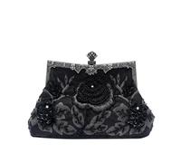 CORIOS Vintage 1920s Abendtasche Floral Clutch Tasche Damen Handgemachte Perle Handtasche Elegante Schultertasche Kette Umhängetasche Klein Tasche Hochzeit Bankett-Party Abschlussball Tasche Schwarz