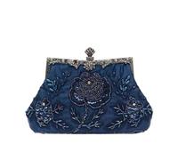CORIOS Vintage 1920s Abendtasche Floral Clutch Tasche Damen Handgemachte Perle Handtasche Elegante Schultertasche Kette Umhängetasche Klein Tasche Hochzeit Bankett-Party Abschlussball Tasche Blau